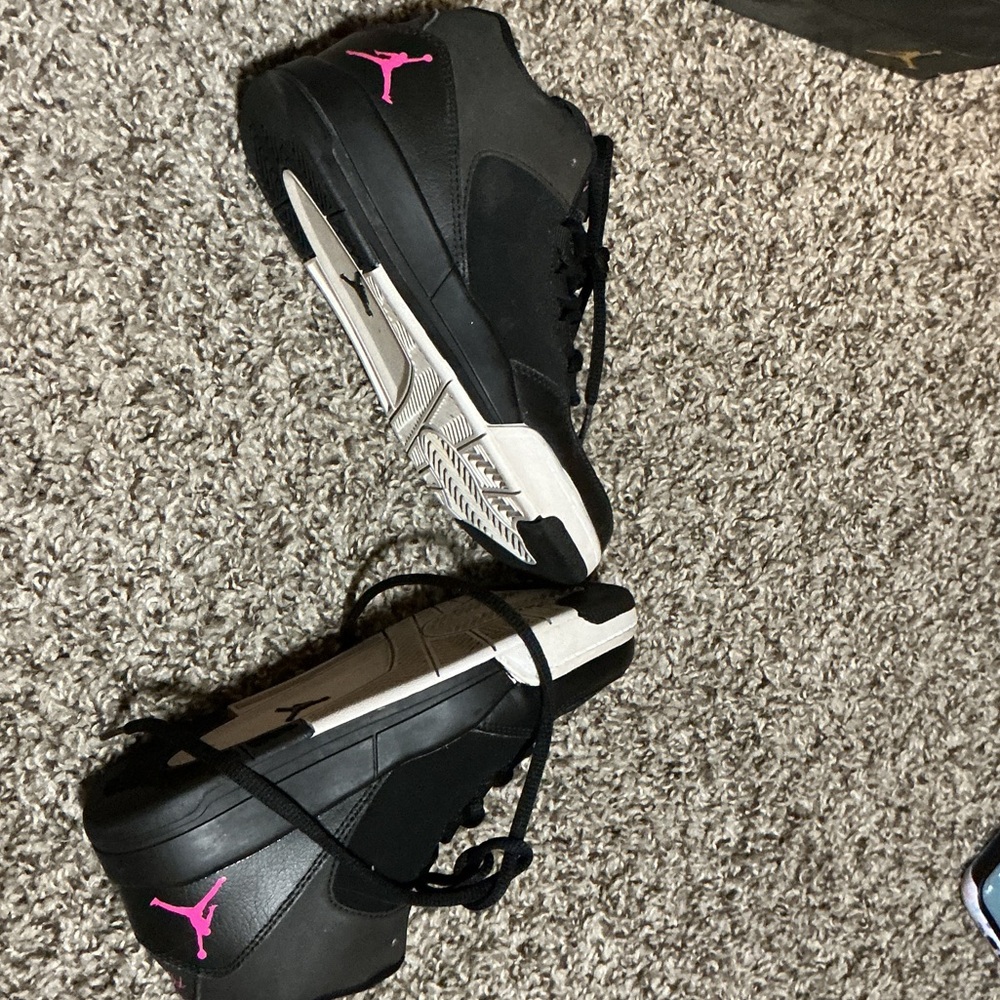 Jordan Black Sneakers with Pink Jumpman Accent